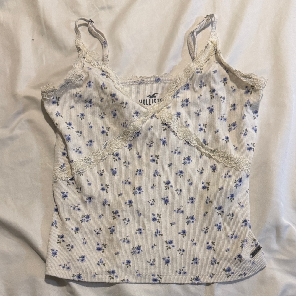 Hollister Women's Camisole with Blue Floral and Lace
